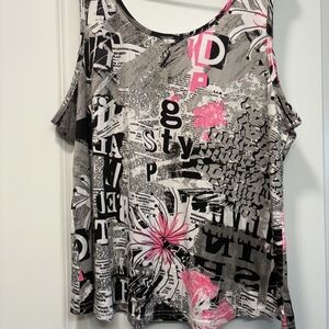 5/$25 Abstract Graphic Tank Top - Blac